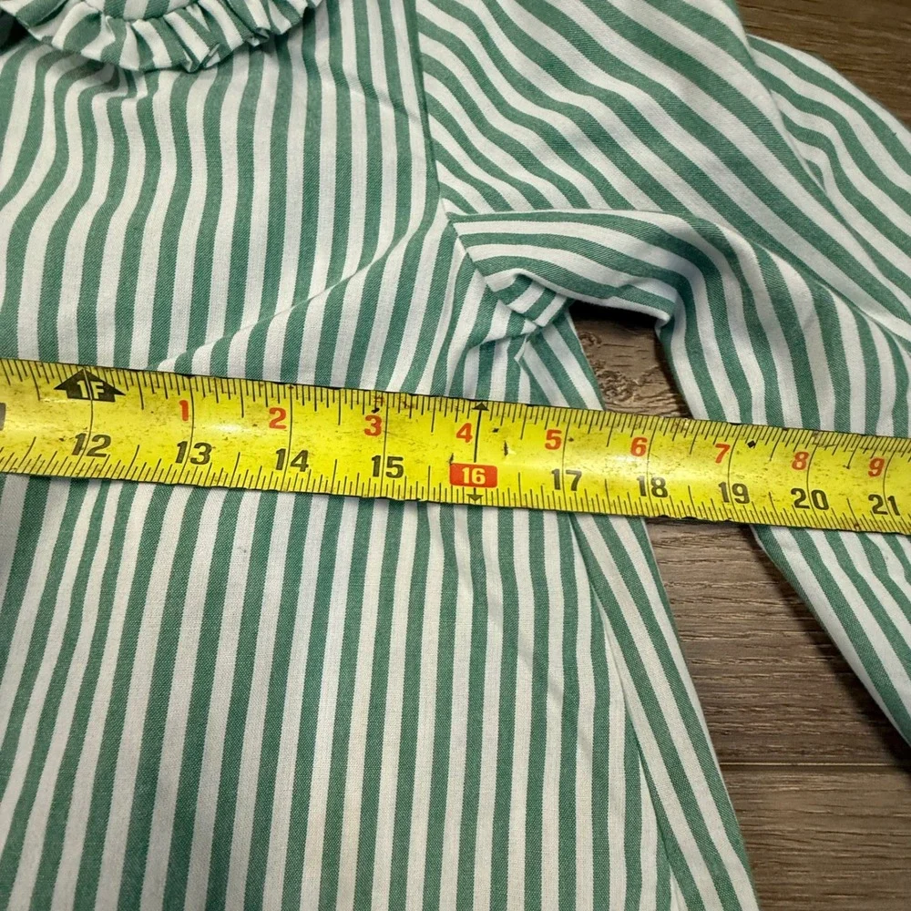 J. Crew Crewcuts Girls Long Sleeve Nightgown in Green Stripe XL 12/14 Polyester
